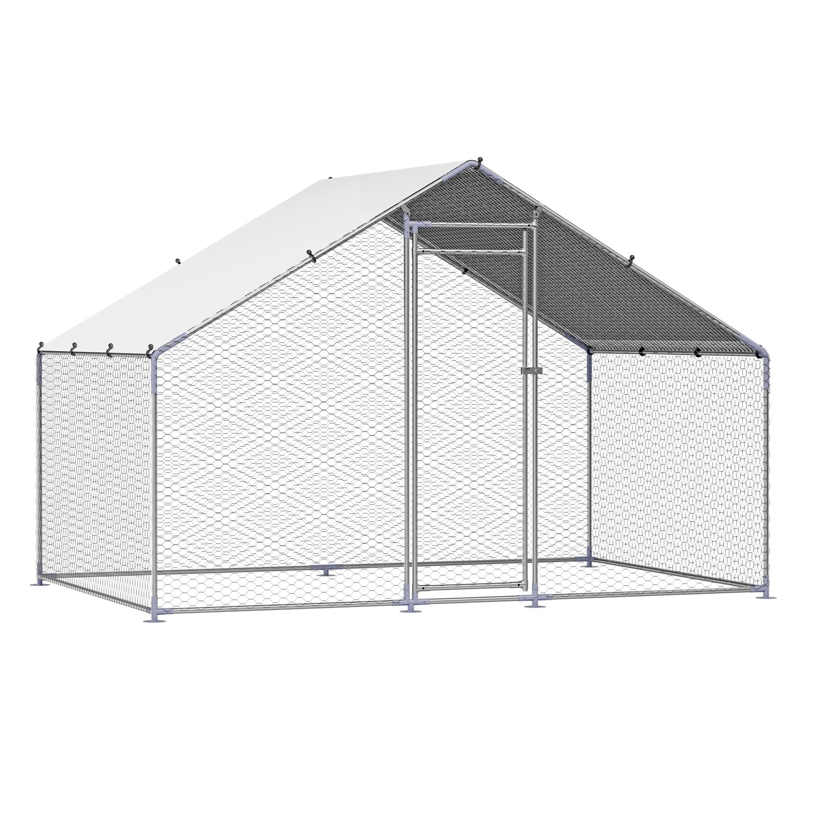 Large Metal Walk-in Chicken Coop With Protective Spire Roof_voghion.com
